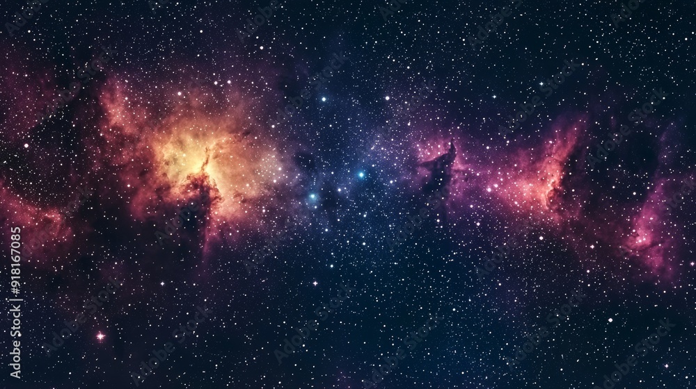 Poster stunning outer space background with stars and nebula, perfect for astronomy and space exploration t