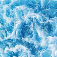 Water texture with waves and foam in white and blue colors