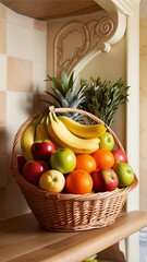 Fruits basket in kitchen