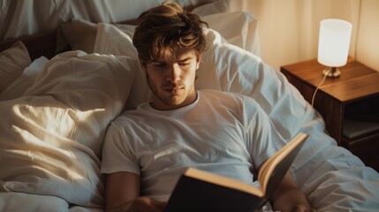 The man reading in bed