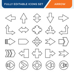 arrow line icon set, editable icons collection.