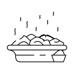 plate with dumplings line icon vector. plate with dumplings sign. isolated contour symbol black illustration