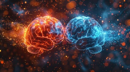 Obraz premium Neural Pathways: Colorful Abstract Connections in the Human Brain on Black Background