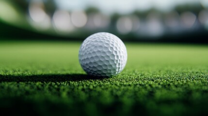 Obraz premium Closeup of a golf ball rolling into the hole, intense competition setting, crowd and competitors in the background 