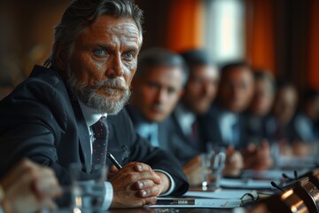 A group of diplomats engaged in a heated discussion at a conference table. Generative AI