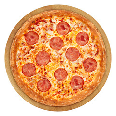 Pizza Pepperoni, isolated on white background, full depth of field