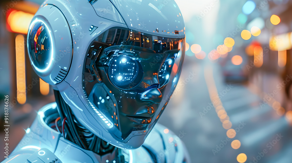 Aufkleber concept of artificial intelligence. advanced futuristic smart technology in smarty city. humanoid, c