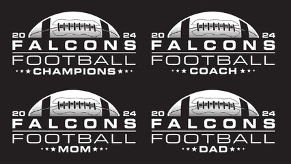 Football Champions 2024 - Falcons Designs is a sports design template that includes a graphic basketball and a space for your own teams name. This design is great for advertising and promotions.