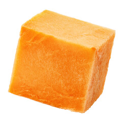 Sweet Potato cube, isolated on white background, full depth of field