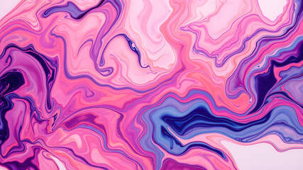 Fototapeta premium Beautiful abstraction of liquid paints in slow blending flow mixing together gently. Generative AI