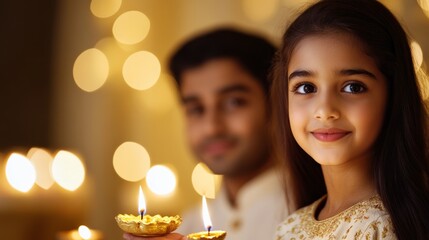 family celebrating Diwali in an elegantly decorated room, gold and white theme, lighting diyas and exchanging gifts, joyous and sophisticated atmosphere 