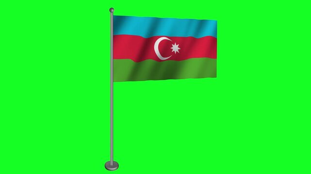 Azerbaijan Flag footage video waving in wind on Green Screen