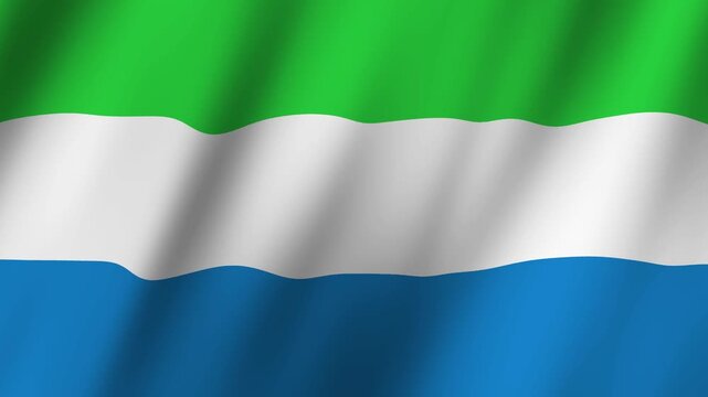 Flag of Sierra Leone waving animation, Sierra Leone Flag footage video waving in wind