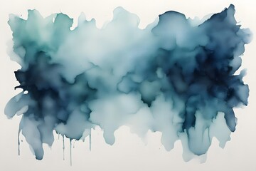 A smooth transition from pale teal to deep blue watercolor on white background, AI Generated