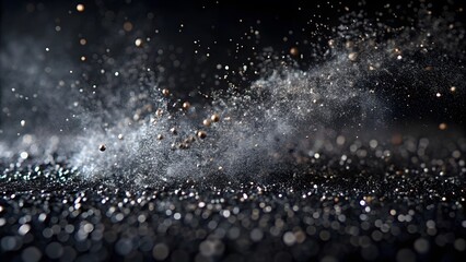 Distressed white grainy texture with dust overlay textured. Grainy noise particles and snow effect on a black background. Dust overlay textured. Grain noise particles. Snow effects pack.