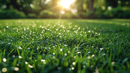 Naklejka premium Fresh Green Grass Cut-Out Backgrounds in Natural 3D Rendering