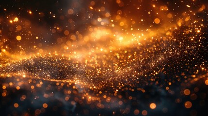 Obraz premium Golden Sparkles: Vibrant Abstract Bokeh Background with Yellow Glowing Particles