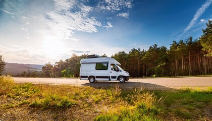 Obraz premium Exploring the countryside in a spacious RV.
