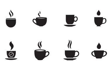 coffee cup icons set isolated vector on white background