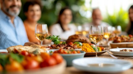 Spanish family enjoying a meal together, large table filled with traditional dishes, lively conversation, warm and inviting setting 