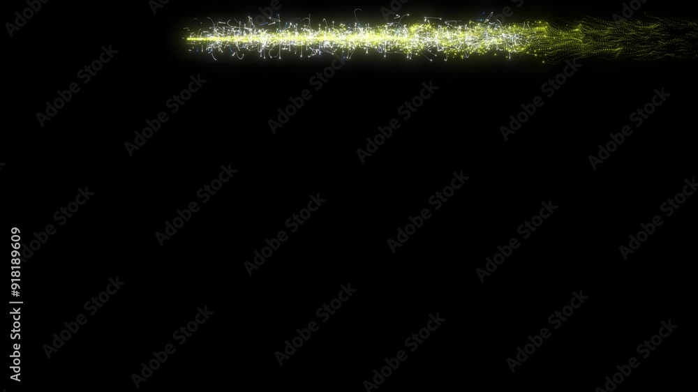 Poster magical glitter electric particle trail animation. yellow and white particle glitter magical particl