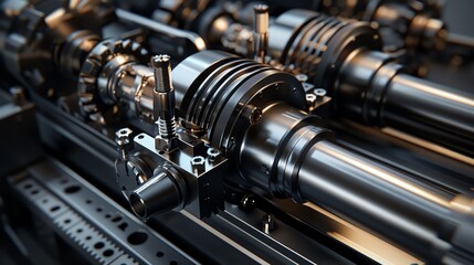 3D render of an industrial lathe