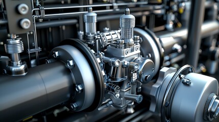 Detailed 3D render of an industrial compressor