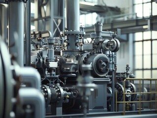 Obraz premium Light industrial 3D render, detailed machinery