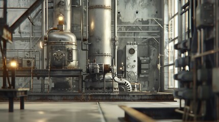 Light industrial 3D render, realistic metals