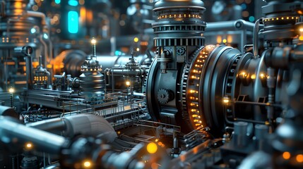 Obraz premium Light industrial 3D render, intricate machinery