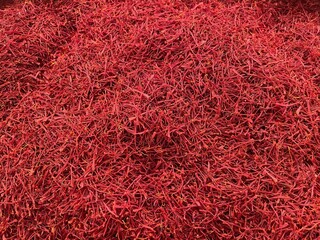 Large pile of red saffron