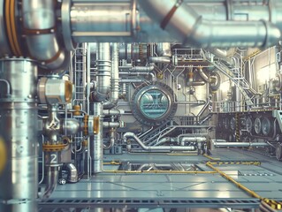 Fototapeta premium Light industrial equipment, 3D render, intricate