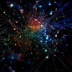 Obraz premium Evolution of the Internet into Web3 and Beyond: An Abstract Conceptual Illustration of the Future of Decentralized Online Connectivity and Technology Advancements.