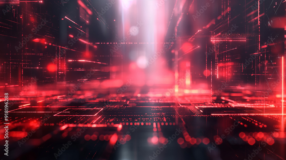 Aufkleber futuristic digital landscape of glowing circuitry and data streams in a virtual environment