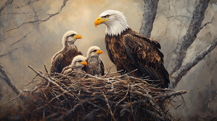 eagle family in the nest