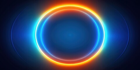 Obraz premium Colorful glowing circle with blue center and orange edges , circle, colorful, glowing, blue, orange, vibrant, neon, light