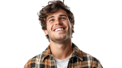 portrait of a happy young American man isolated on transparent background