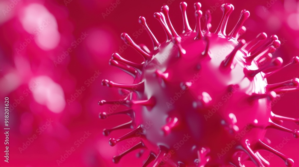 Poster abstract red glowing virus structures showcase intricate details and dynamic forms under close obser