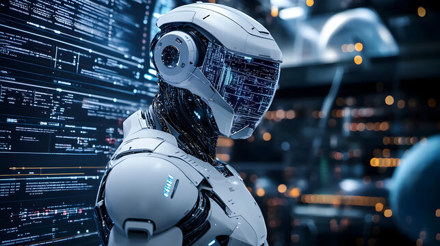 Artificial Intelligence in Space Exploration - A depiction of AI assisting in space missions, from navigating spacecraft to analyzing distant planetary data