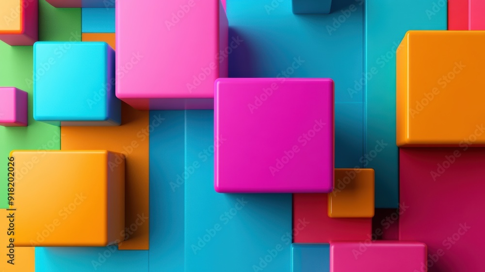 Aufkleber colorful geometric blocks create an engaging visual experience with bold hues and unique shapes