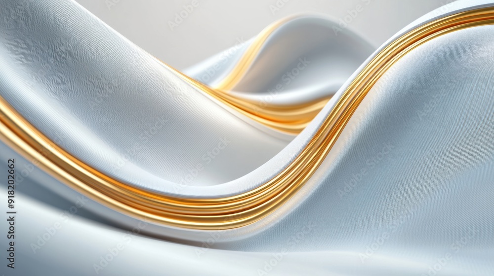 Poster a flowing wave pattern of gold and white creates a sense of elegance and calmness in the composition
