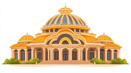 Obraz premium Colorful Architectural Structure with Domes and Gardens