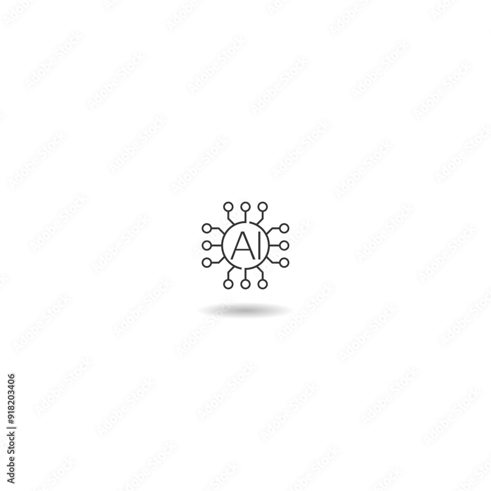 Poster ai network icon with shadow