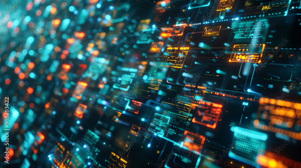 Aufkleber digital business financial transactions information data floating holograms, online banking data vis
