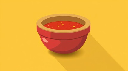 Aromatic Red Sauce in a Bowl on Yellow Background