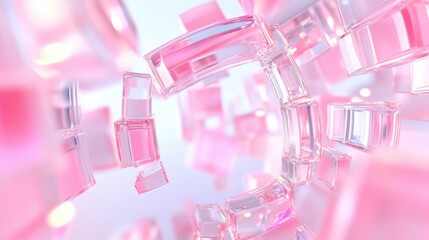 Bright pink glass forms create a mesmerizing pattern, capturing light in an artistic arrangement to evoke a sense of wonder
