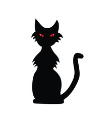 Figure of a Black Cat Isolated on White. Animals and pets concept vector
