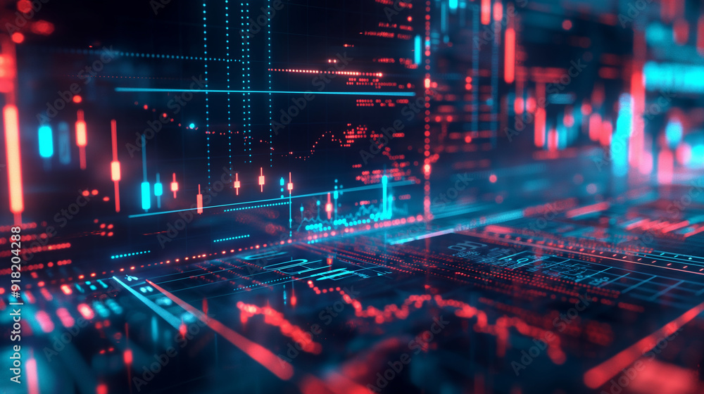 Aufkleber digital business financial transactions information data floating holograms, online banking data vis