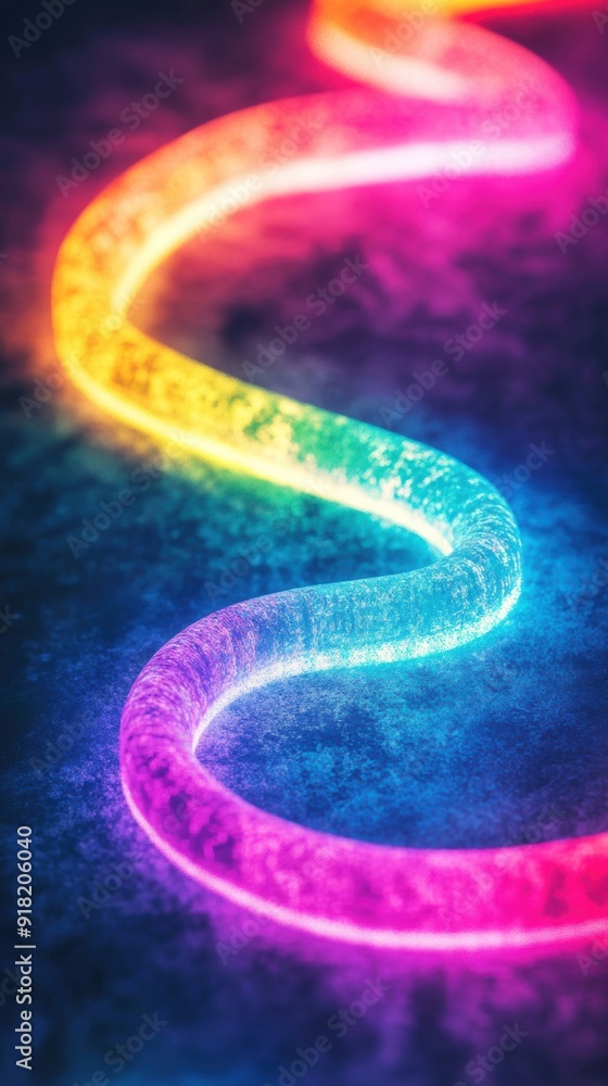 Poster bright neon light swirls in vibrant colors form a dynamic and enchanting visual display