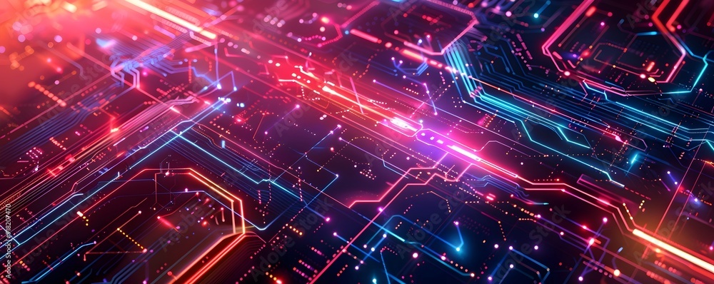Poster futuristic frame with neon lights and high tech elements sci fi themed background concept